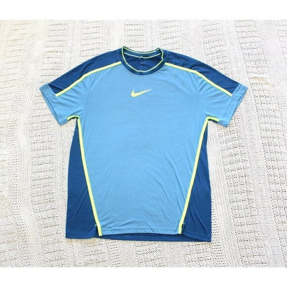 Nike Dri fit Training T Shirt Size Small Blue & Green Short Sleeve Sport clash - Picture 9 of 12